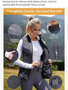 Women's Heated Fleece Vest in Dark Gray - Battery Pack Compatible